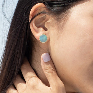 Sky Blue Agate Stud Earrings